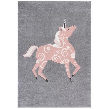 Flowers First 3 x 3 ft. Carousel Kids & Youth Round Rug; Grey & Pink FL1881688
